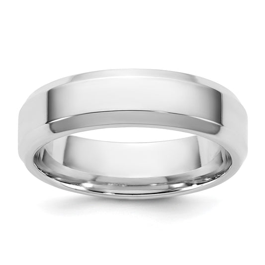 14K White Gold 5.5mm Bevel Edge Comfort Fit Band