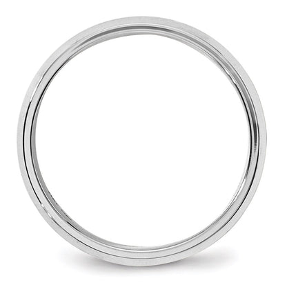 18k White Gold 6mm Beveled Edge Comfort Fit Wedding Band Ring
