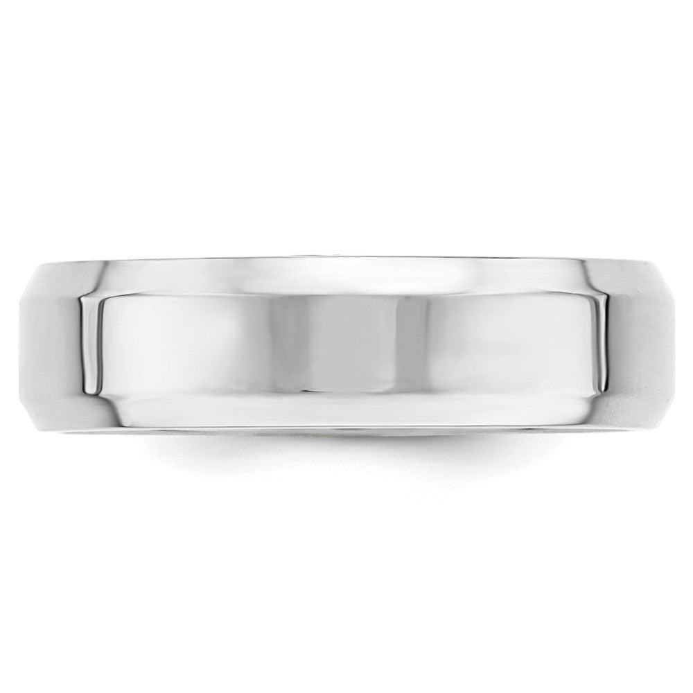 14k White Gold 6mm Beveled Edge Comfort Fit Wedding Band Ring
