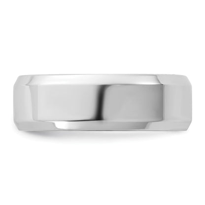 14K White Gold 6.5mm Bevel Edge Comfort Fit Band