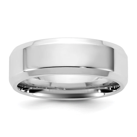 14K White Gold 6.5mm Bevel Edge Comfort Fit Band