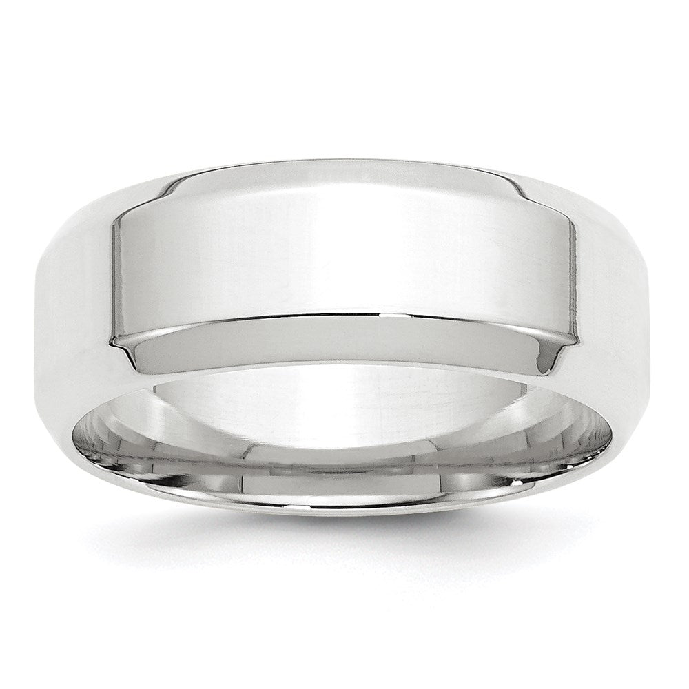 10k White Gold 8mm Beveled Edge Comfort Fit Wedding Band Ring