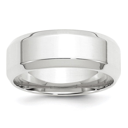 10k White Gold 8mm Beveled Edge Comfort Fit Wedding Band Ring
