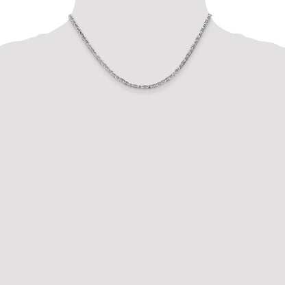 14K White Gold 16 Inch 3mm Concave Anchor With Lobster Clasp Chain Necklace