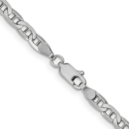 14K White Gold 24 Inch 3.75mm Concave Anchor With Lobster Clasp Chain Necklace