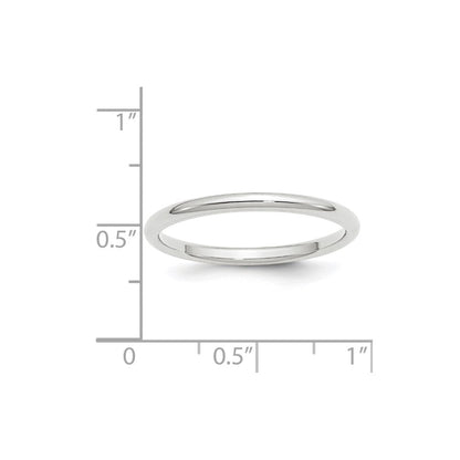 10k White Gold 2mm Standard Weight Comfort Fit Wedding Band Ring