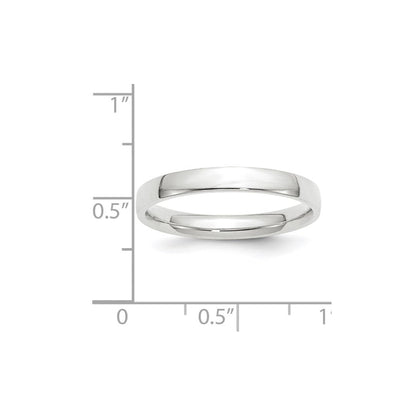 10k White Gold 3mm Lightweight Comfort Fit Wedding Band Ring
