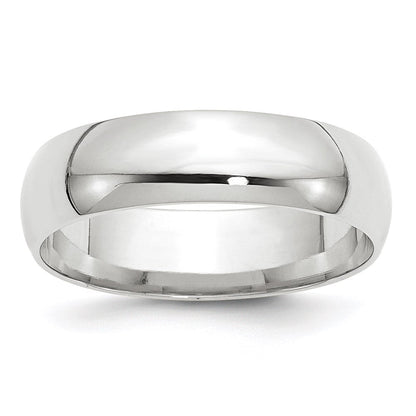 18k White Gold 6mm Lightweight Comfort Fit Wedding Band Ring