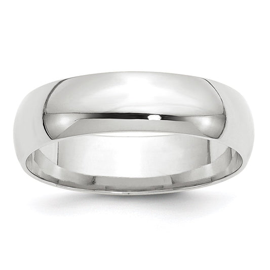 14k White Gold 6mm Lightweight Comfort Fit Wedding Band Ring