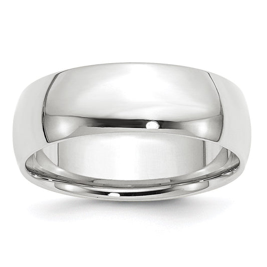 14k White Gold 7mm Lightweight Comfort Fit Wedding Band Ring