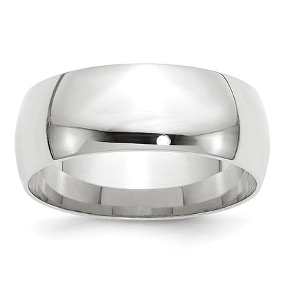 18k White Gold 8mm Lightweight Comfort Fit Wedding Band Ring