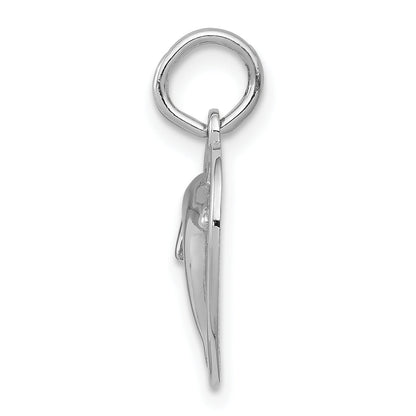 14K White Gold Dolphin In Heart Charm