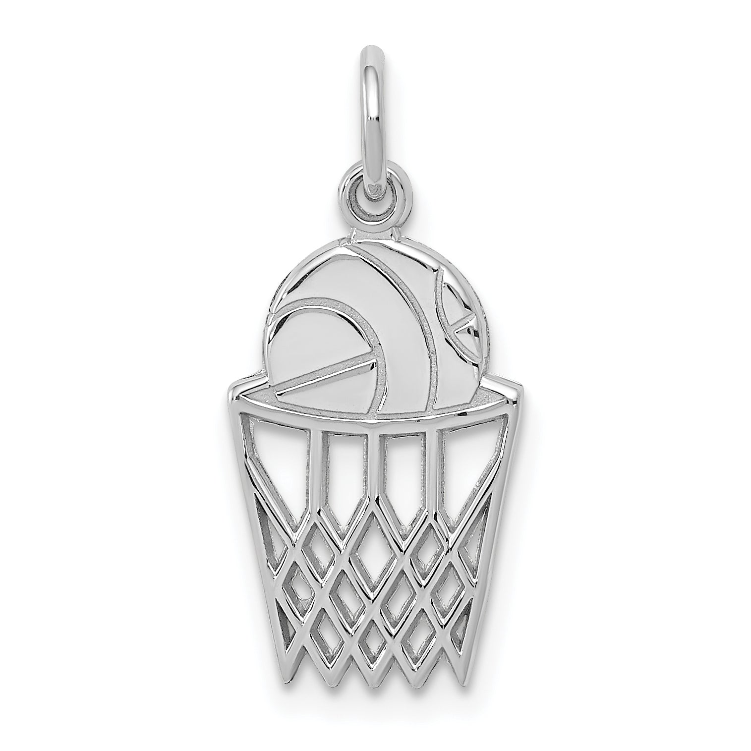 14K White Gold Basketball Charm