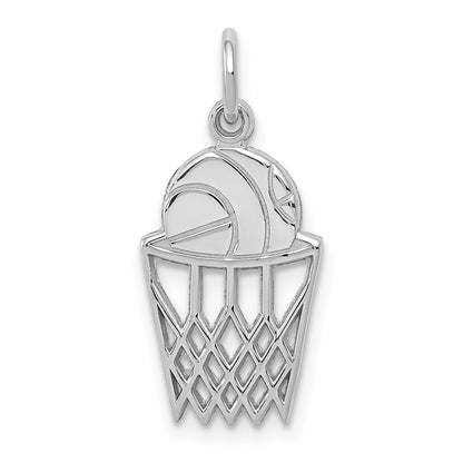 14K White Gold Basketball Charm