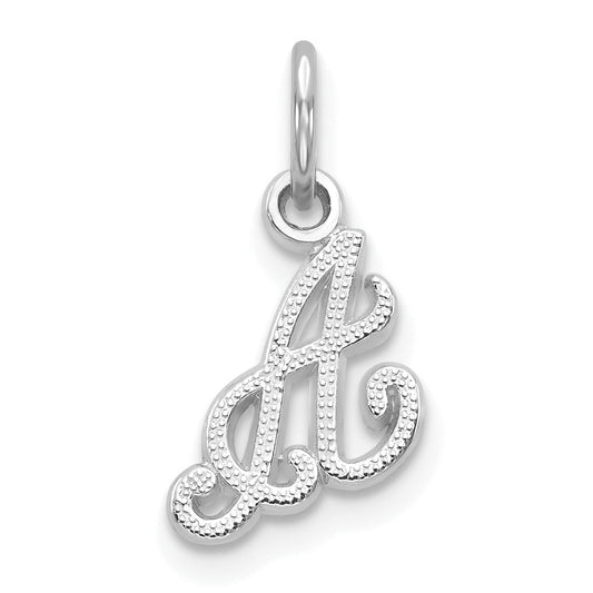14K White Gold 14Kw Casted Script Letter A Initial Charm