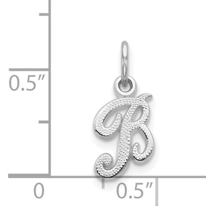 14K White Gold 14Kw Casted Script Letter B Initial Charm