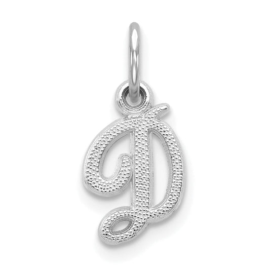 14K White Gold 14Kw Casted Script Letter D Initial Charm