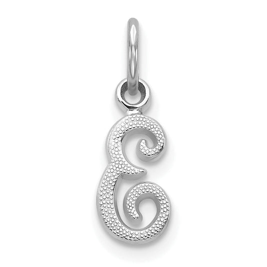 14K White Gold 14Kw Casted Script Letter E Initial Charm
