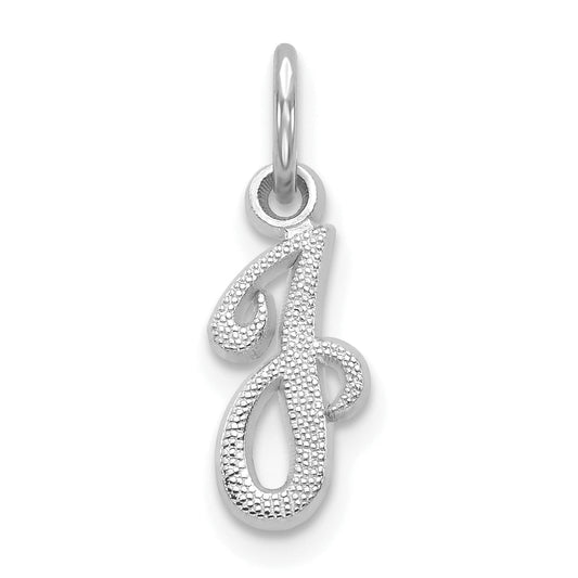 14K White Gold 14Kw Casted Script Letter J Initial Charm