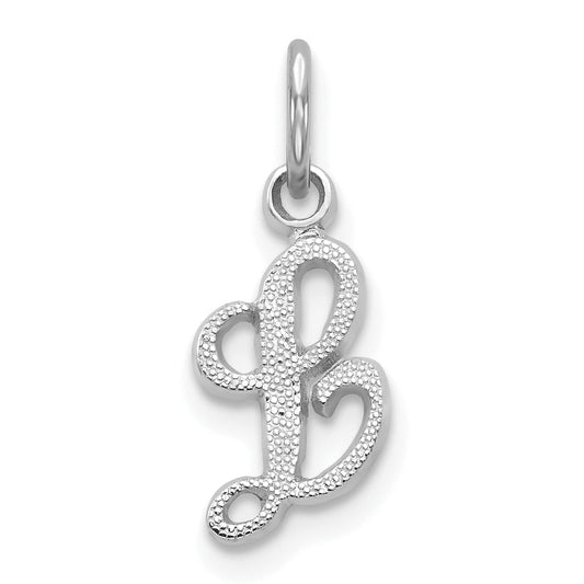 14K White Gold 14Kw Casted Script Letter L Initial Charm