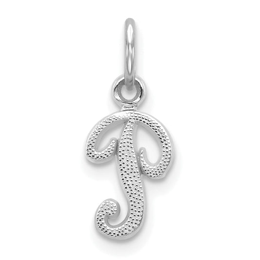 14K White Gold 14Kw Casted Script Letter P Initial Charm