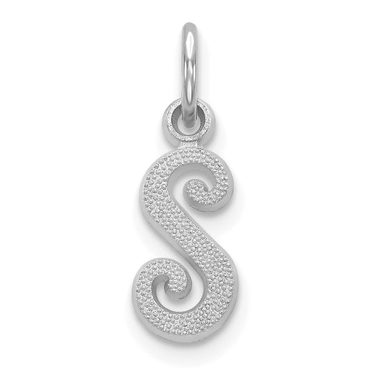 14K White Gold 14Kw Casted Script Letter S Initial Charm