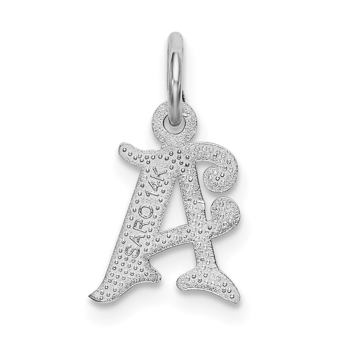 14K White Gold 14Kw Diamond-Cut Letter A Initial Charm