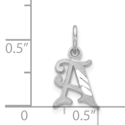 14K White Gold 14Kw Diamond-Cut Letter A Initial Charm