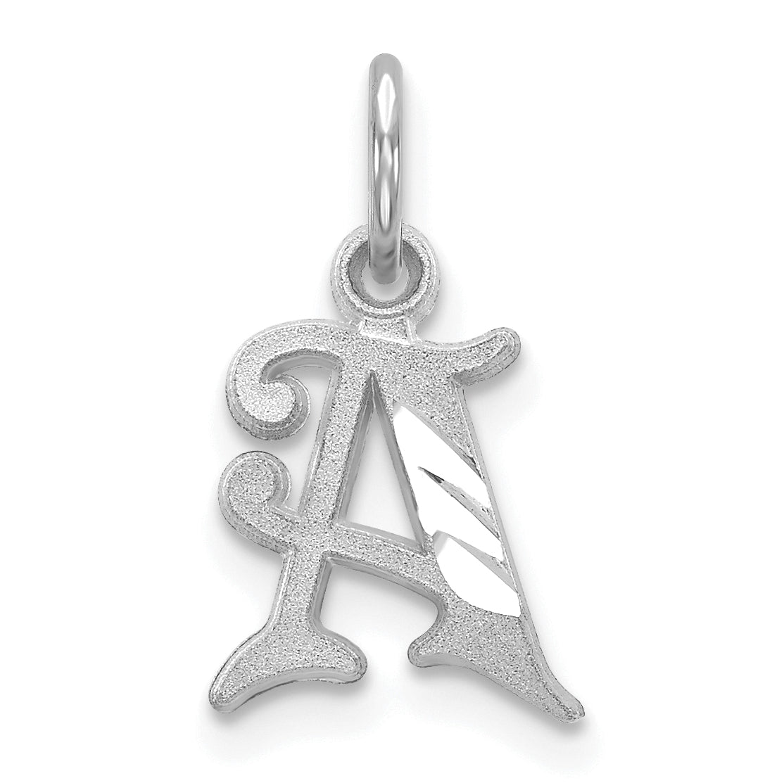 14K White Gold 14Kw Diamond-Cut Letter A Initial Charm