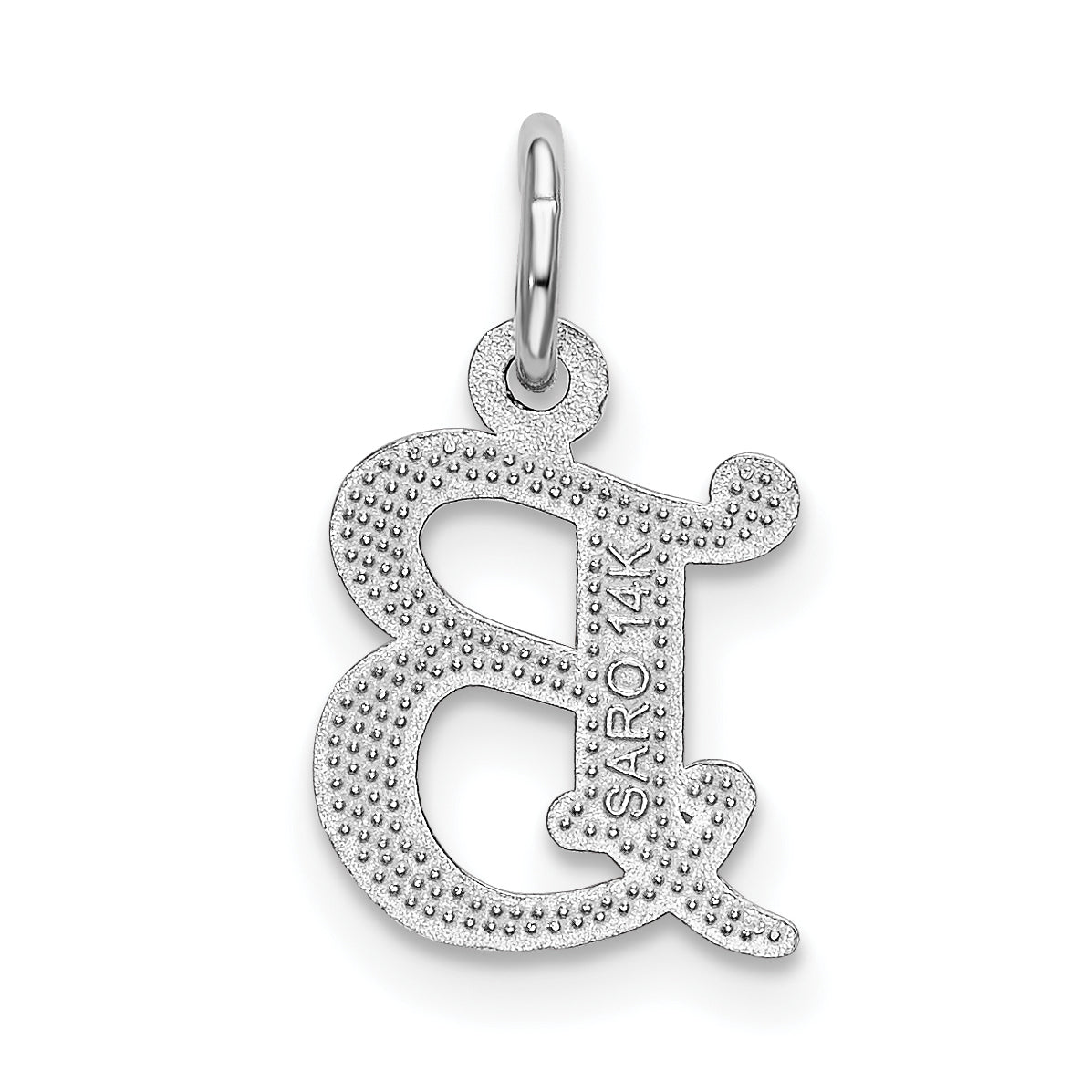 14K White Gold 14Kw Diamond-Cut Letter B Initial Charm