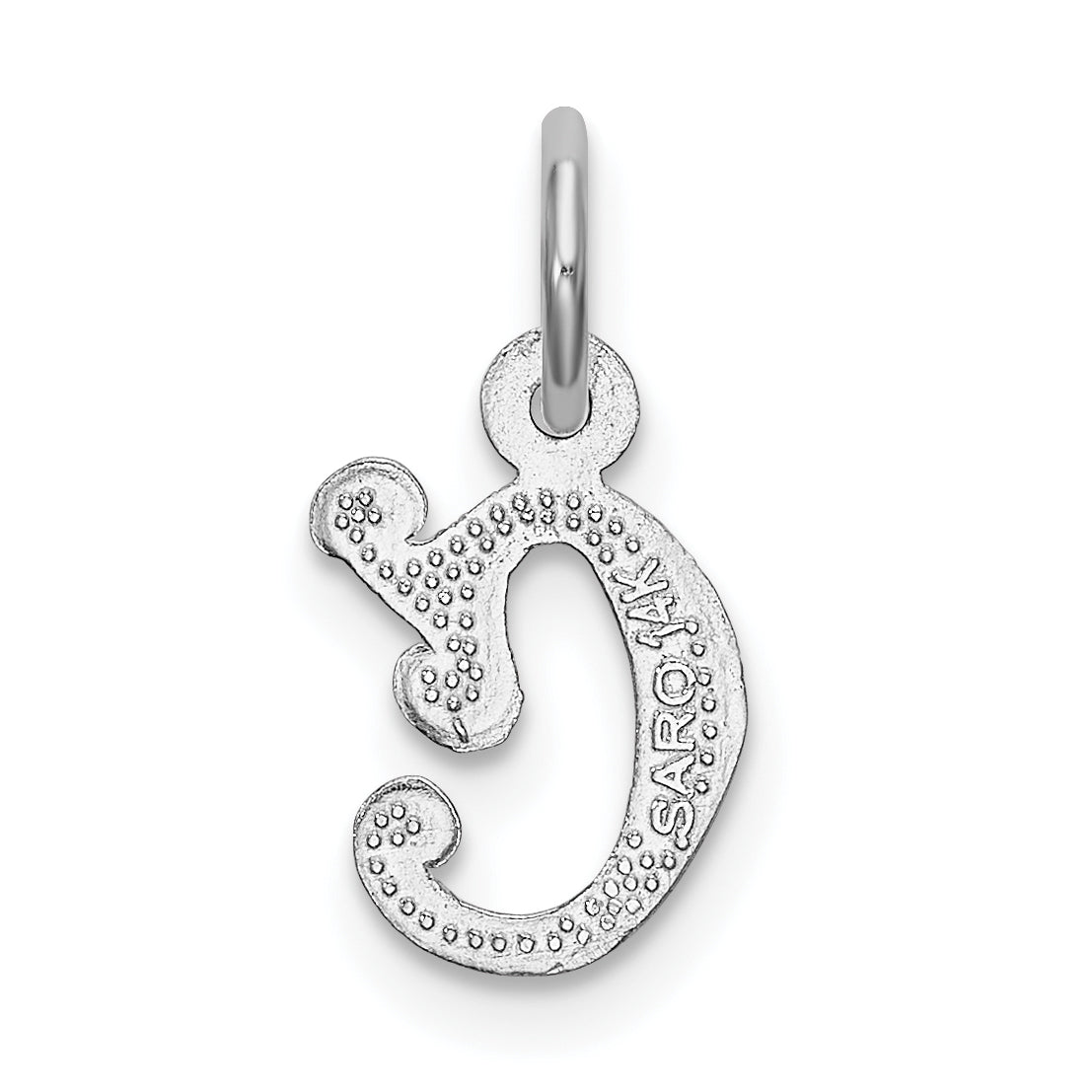 14K White Gold 14Kw Diamond-Cut Letter C Initial Charm