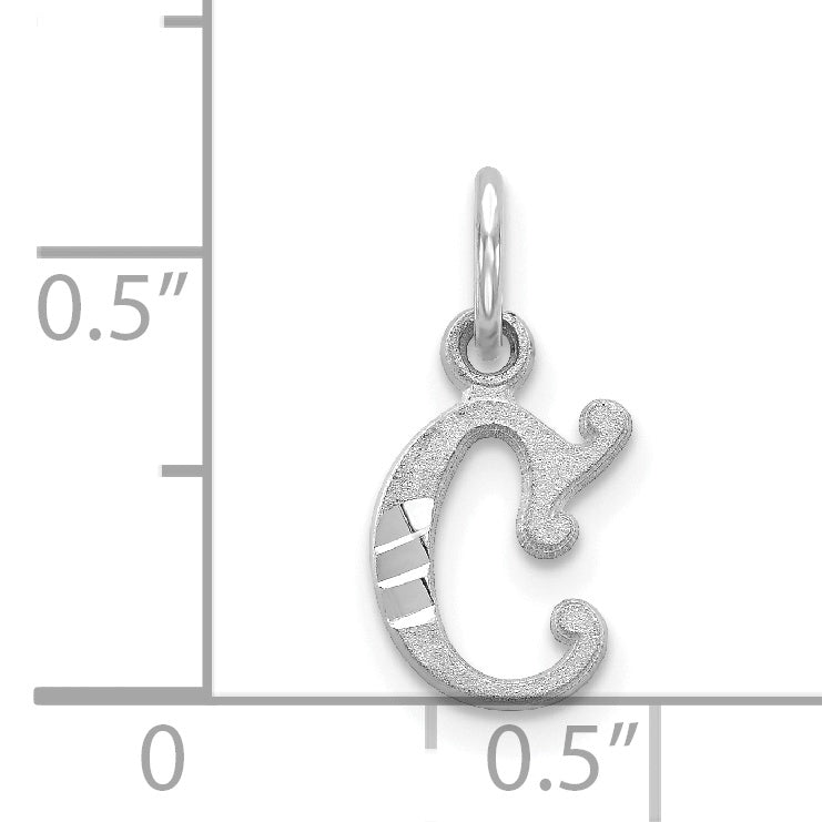14K White Gold 14Kw Diamond-Cut Letter C Initial Charm