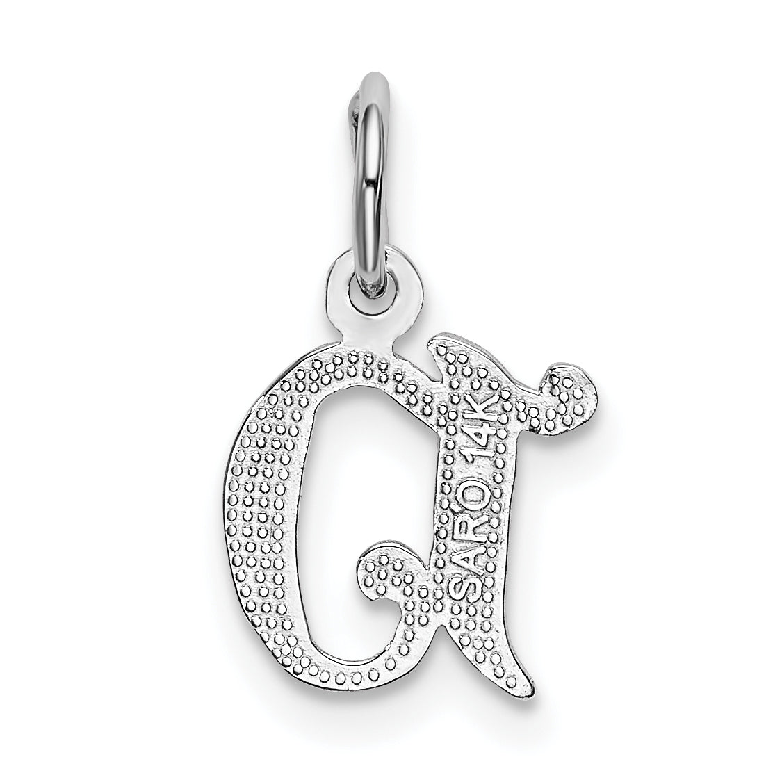 14K White Gold 14Kw Diamond-Cut Letter D Initial Charm