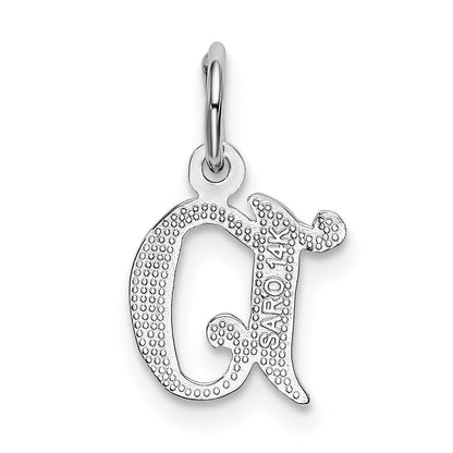 14K White Gold 14Kw Diamond-Cut Letter D Initial Charm