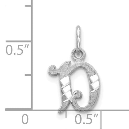 14K White Gold 14Kw Diamond-Cut Letter D Initial Charm
