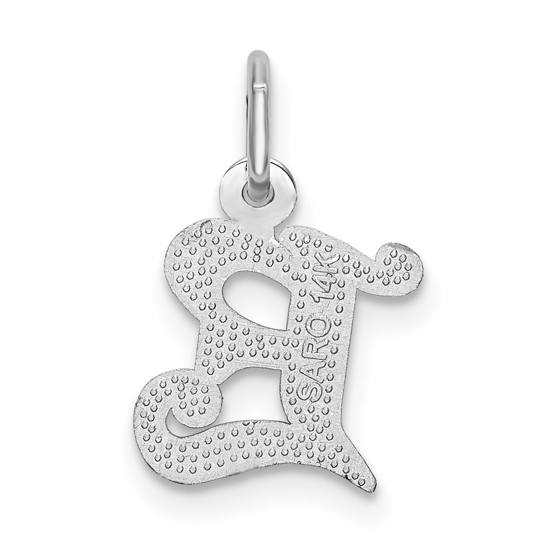 14K White Gold 14Kw Diamond-Cut Letter E Initial Charm