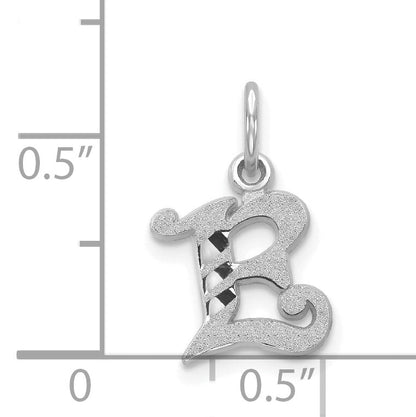 14K White Gold 14Kw Diamond-Cut Letter E Initial Charm