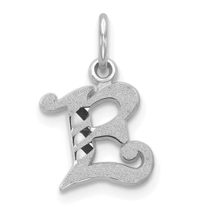14K White Gold 14Kw Diamond-Cut Letter E Initial Charm