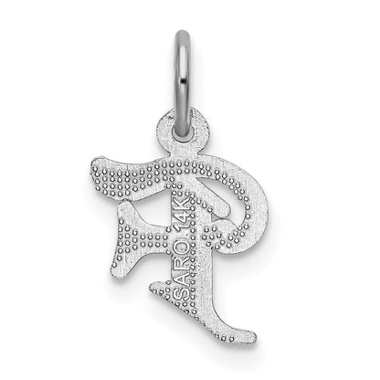 14K White Gold 14Kw Diamond-Cut Letter F Initial Charm