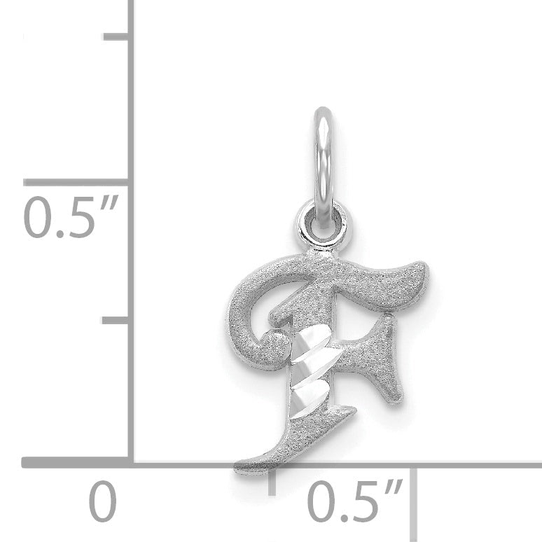 14K White Gold 14Kw Diamond-Cut Letter F Initial Charm