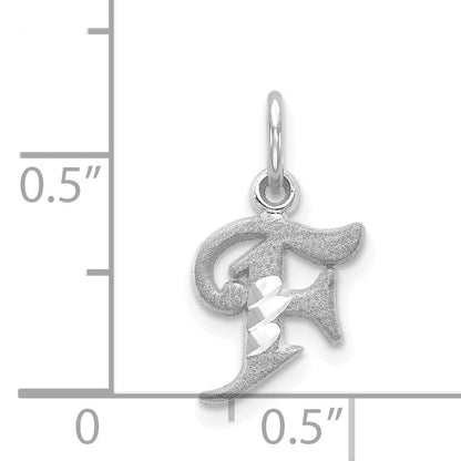 14K White Gold 14Kw Diamond-Cut Letter F Initial Charm
