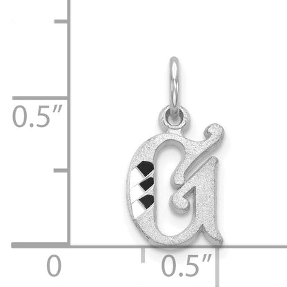 14K White Gold 14Kw Diamond-Cut Letter G Initial Charm