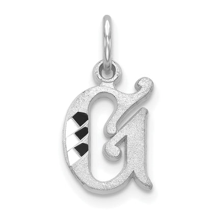 14K White Gold 14Kw Diamond-Cut Letter G Initial Charm