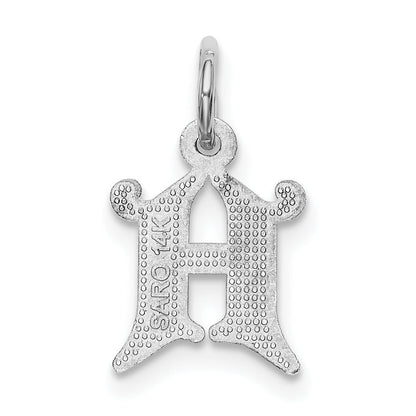 14K White Gold 14Kw Diamond-Cut Letter H Initial Charm