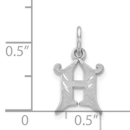 14K White Gold 14Kw Diamond-Cut Letter H Initial Charm