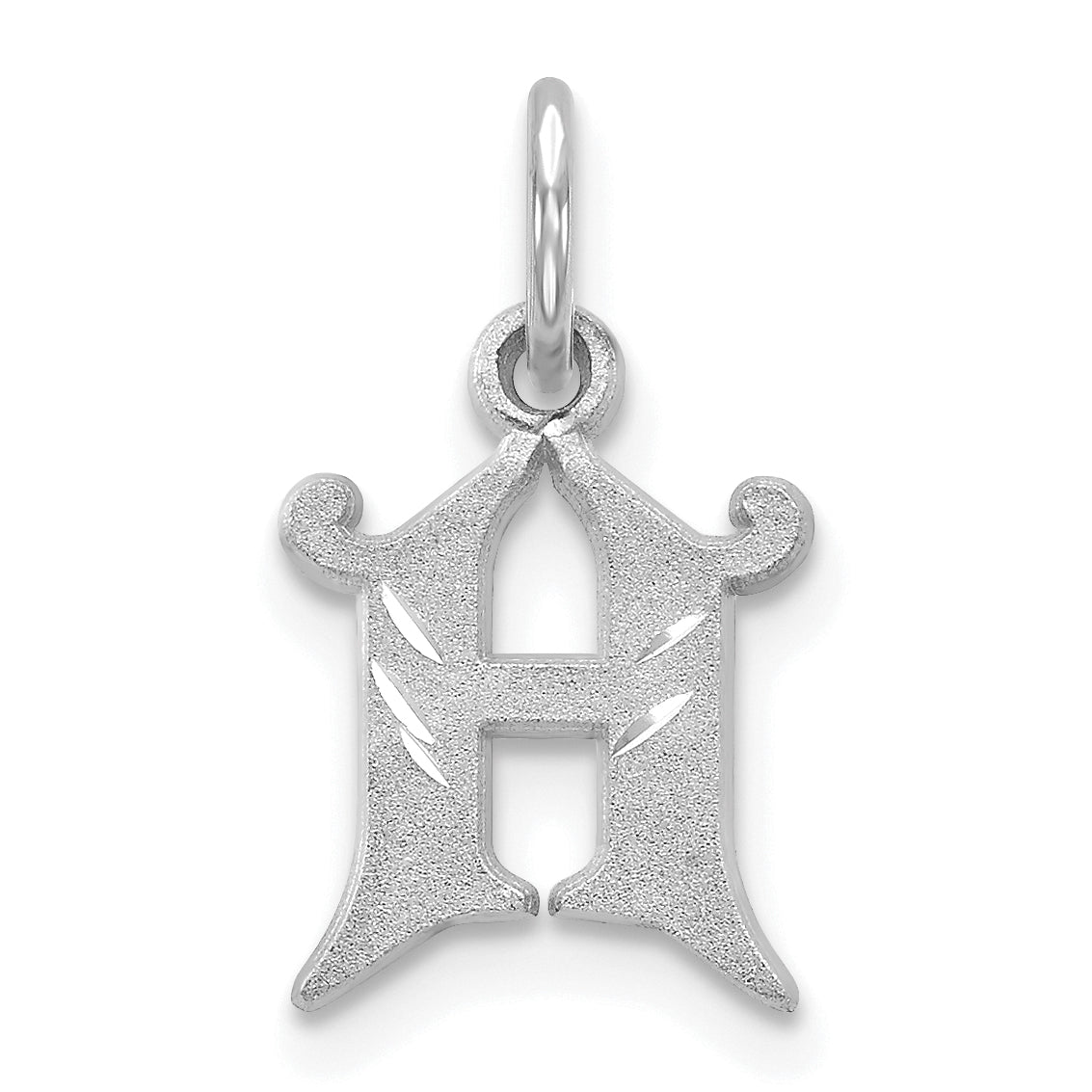 14K White Gold 14Kw Diamond-Cut Letter H Initial Charm