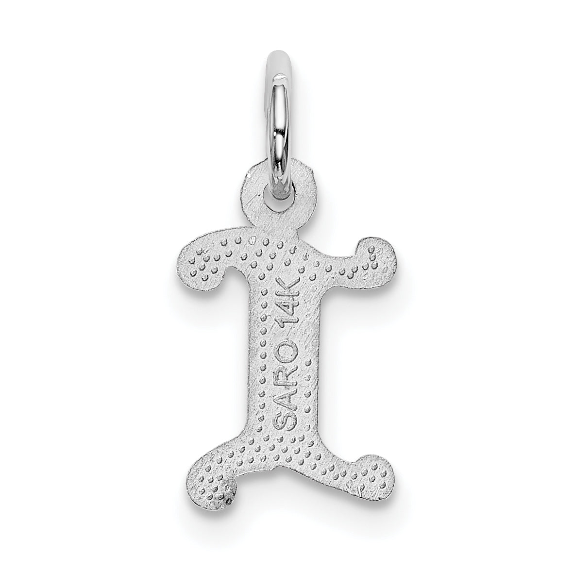 14K White Gold 14Kw Diamond-Cut Letter I Initial Charm