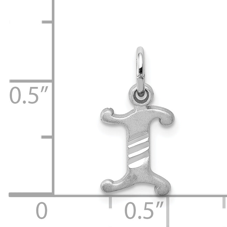 14K White Gold 14Kw Diamond-Cut Letter I Initial Charm