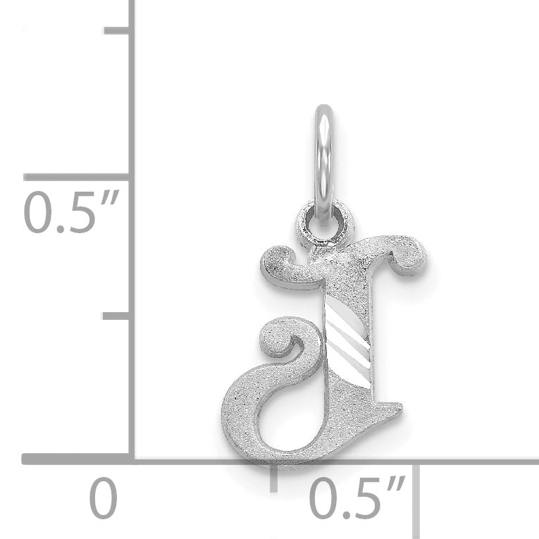 14K White Gold 14Kw Diamond-Cut Letter J Initial Charm