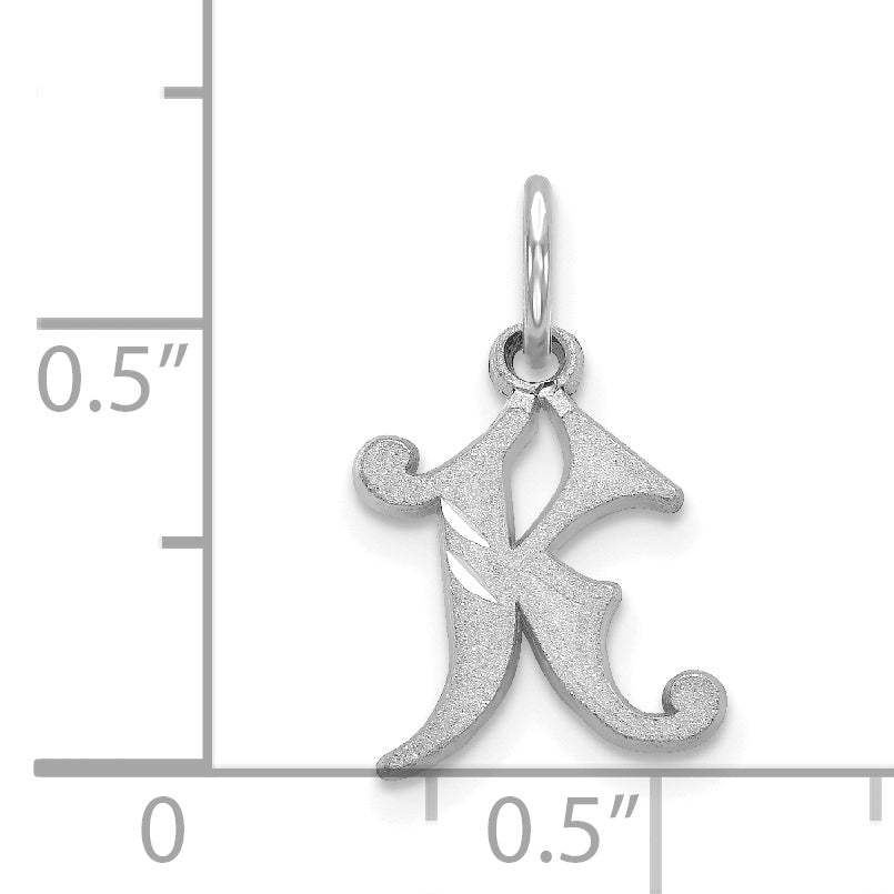 14K White Gold 14Kw Diamond-Cut Letter K Initial Charm